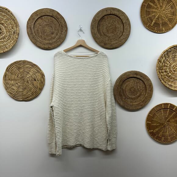 Free People Menace Tunic Sweater Medium Oversized Knit Off-White Neutral Casual - Picture 3 of 8
